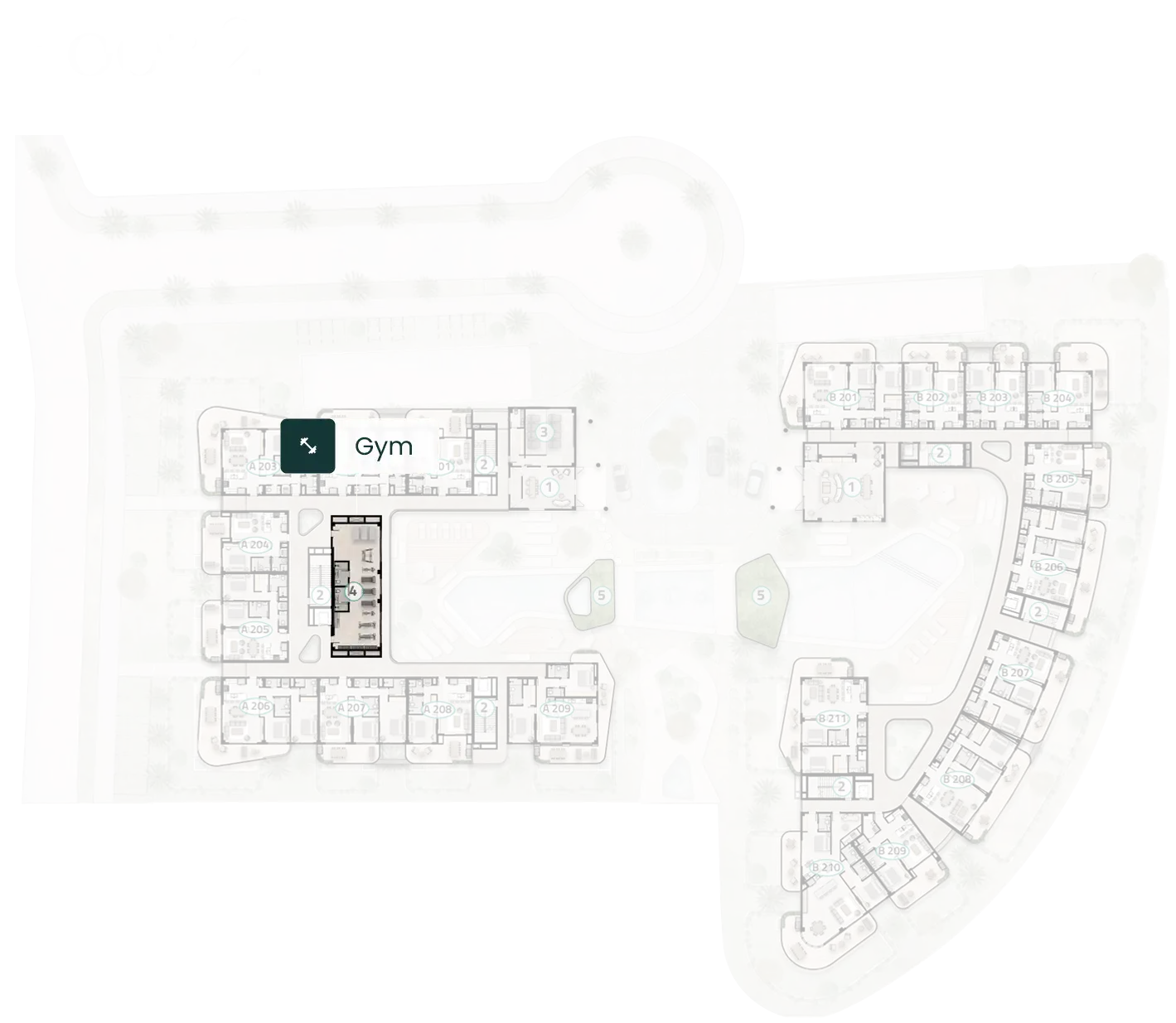 Floor 2 plan of ELITE Cap Cana highlighting the gym