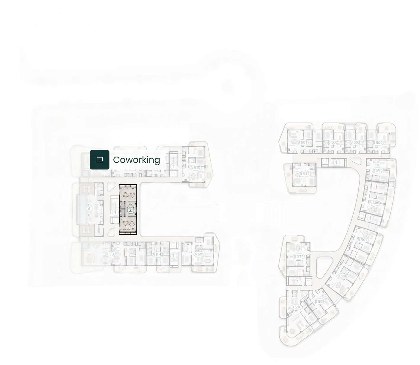 Floor 5 plan of ELITE Cap Cana highlighting the coworking space