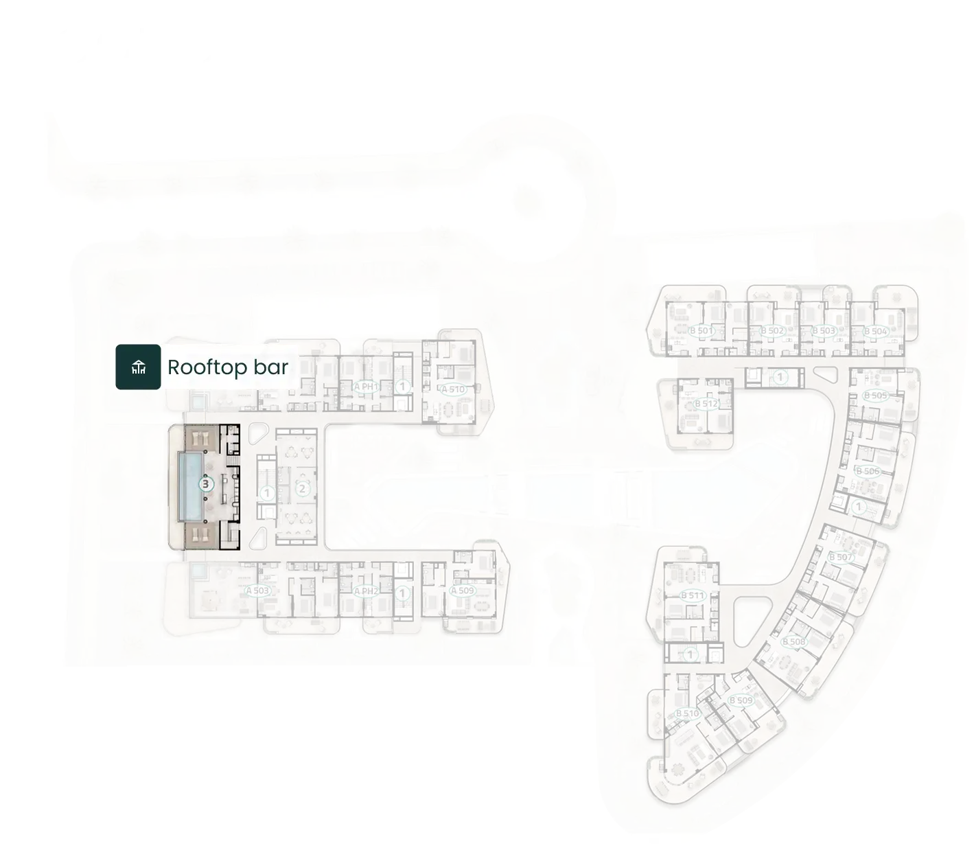 Floor 5 plan of ELITE Cap Cana highlighting the rooftop bar