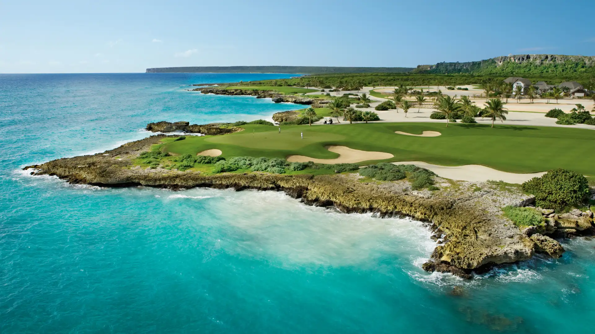 Aerial view of Punta Espada Golf Course on the Caribbean coast, Cap Cana